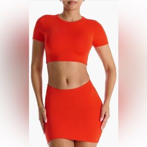 Naked Wardrobe crew neck crop top